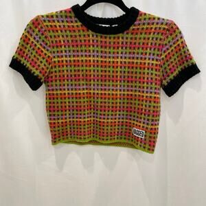 Ragged check print top/tshirt